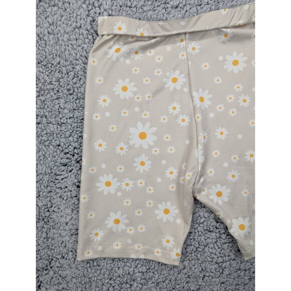 Princess Polly Shorts Size 2 Biker Pull On Stretch Floral Daisy Boho Cream - Picture 5 of 11